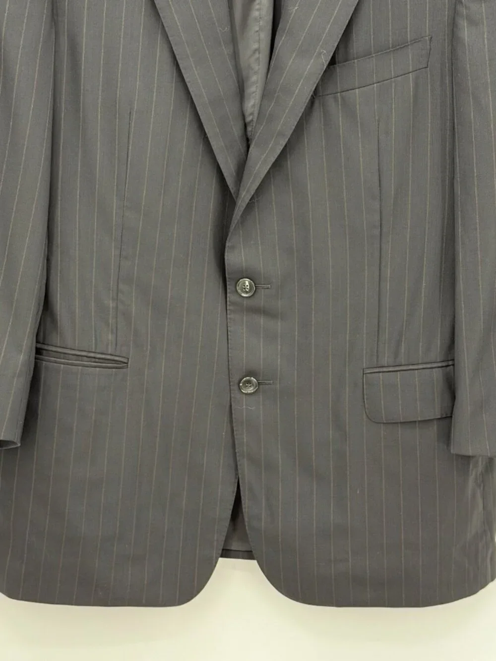 Ermenegildo Zegna Super 100s Wool Pinstripe Blazer Men’s Black Charcoal Jacket
